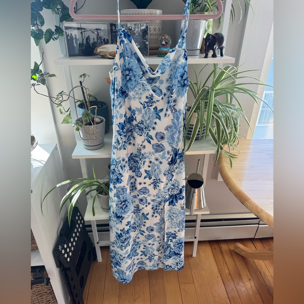 Blue and white floral dress
